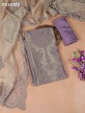 Lavender Tissue Dress Material With Embroidery Work Neck Pattern