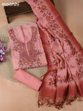 Pink Tissue Dress Material With Embroidery Work Neck Pattern