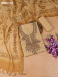 Sandal Tissue Dress Material With Embroidery Work Neck Pattern