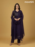 Violet Shade Mul Chanderi Beaded Work Anarkali Suit