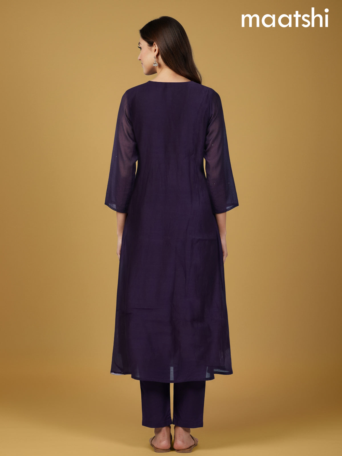 Violet Shade Mul Chanderi Beaded Work Anarkali Suit