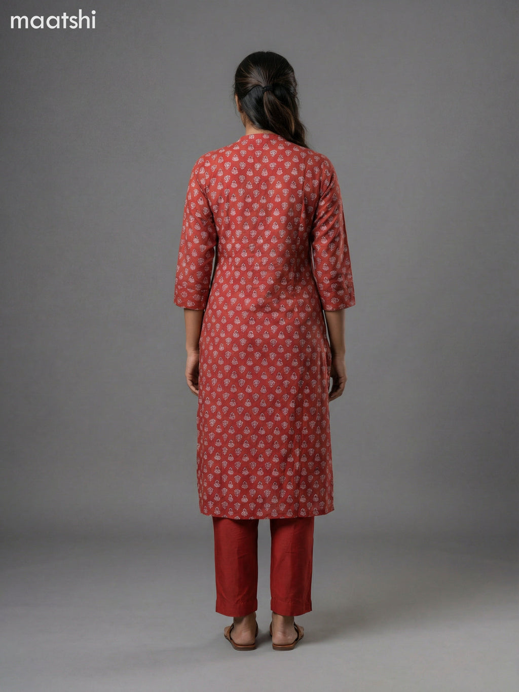 Maroon Modal Printed Straight Suit