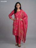 Pink Semi Silk Printed Straight Suit