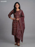 Maroon Modal Printed Straight Suit