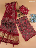Maroon and Black Modal Dress Material With Allover Ajrak Prints