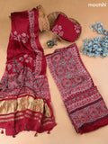 Maroon Modal Dress Material With Allover Ajrak Prints