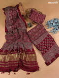 Brown and Black Modal Dress Material With Allover Ajrak Prints