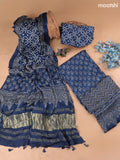 Navy Blue Modal Dress Material With Allover Floral Butta Prints