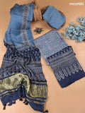 Teal Blue Modal Dress Material With Allover Ajrak Prints