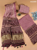 Mauve Pink Modal Dress Material With Allover Ajrak Prints