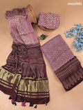 Mauve Pink and Brown Modal Dress Material With Allover Ajrak Prints