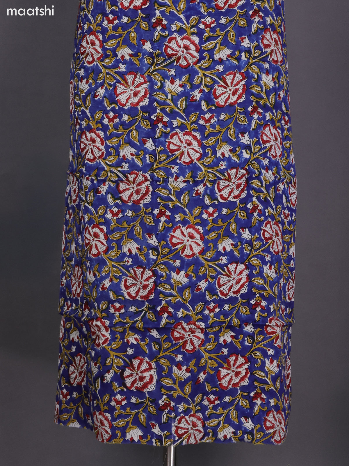 Blue and Off White Modal Dress Material With Kalamkari Printed and Bottom & Dupatta