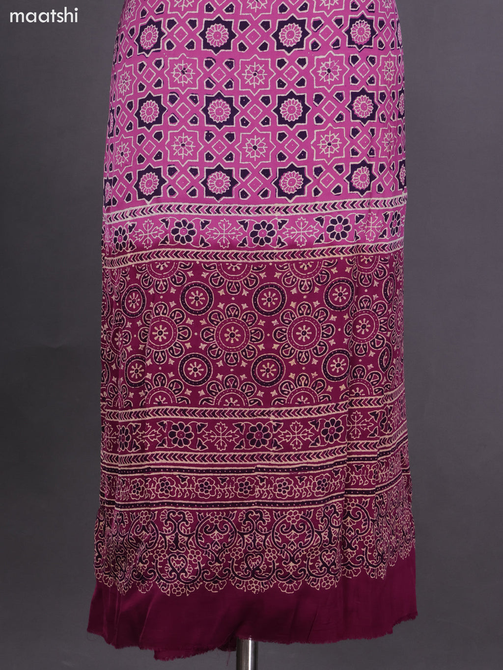 Lotus Pink Modal Dress Material With Ajrakh Printed and Bottom & Dupatta