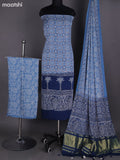 Blue Modal Dress Material With Ajrakh Printed and Bottom & Dupatta
