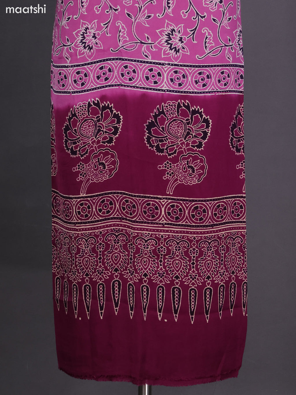 Lotus Pink Modal Dress Material With Floral Printed and Bottom & Dupatta
