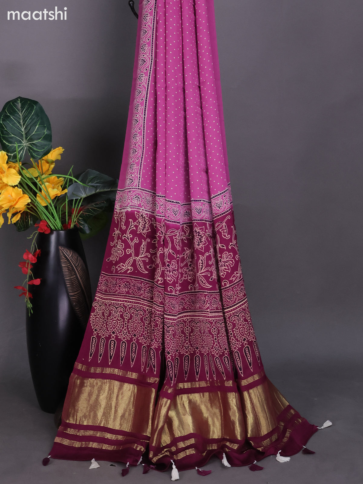 Lotus Pink Modal Dress Material With Floral Printed and Bottom & Dupatta