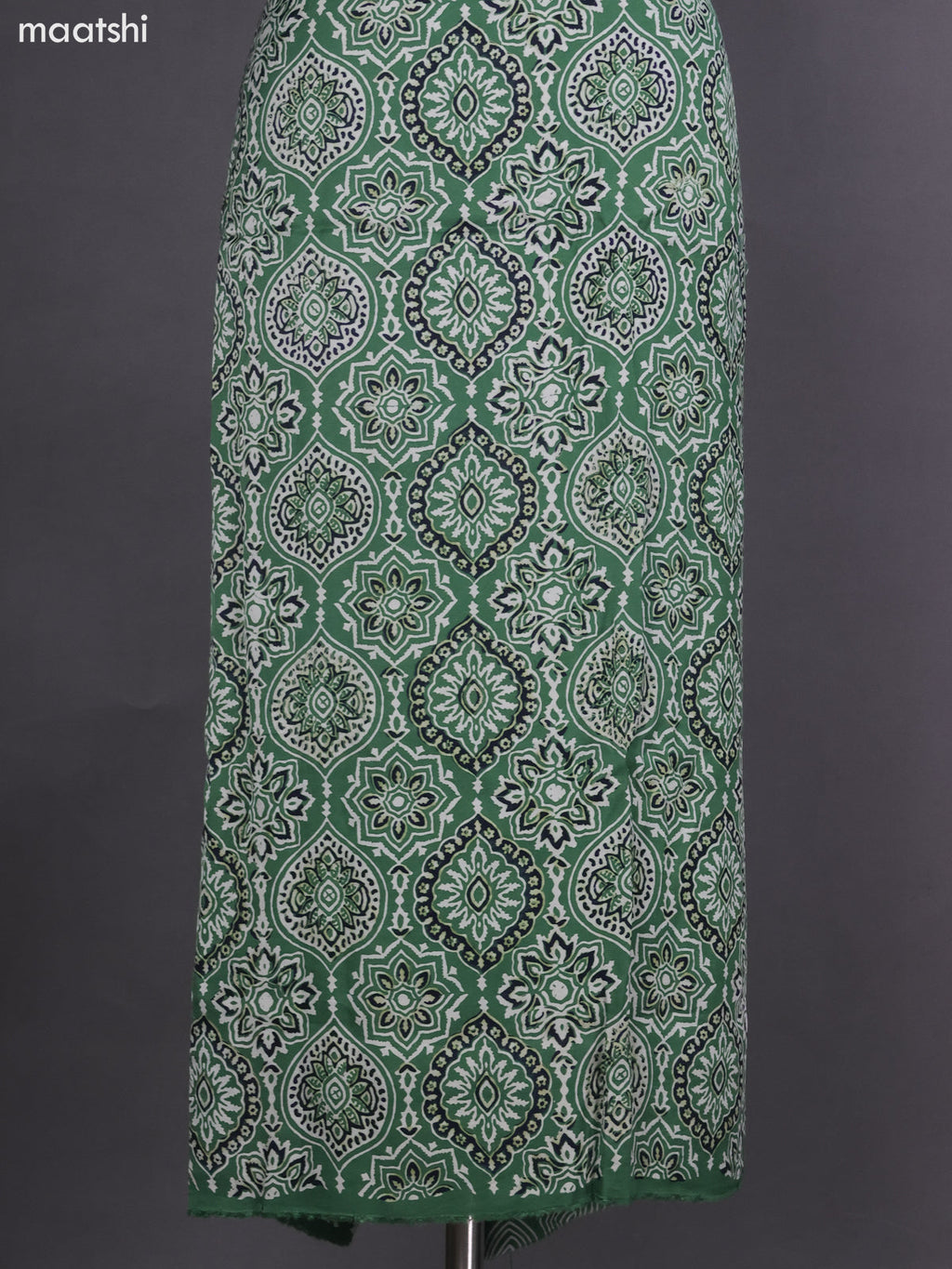 Green Modal Dress Material With Ajrakh Printed and Bottom & Dupatta