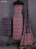 Navy Blue and Red Modal Dress Material With Ajrakh Printed and Bottom & Dupatta