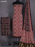 Deep Maroon and Red Modal Dress Material With Ajrakh Printed and Bottom & Dupatta
