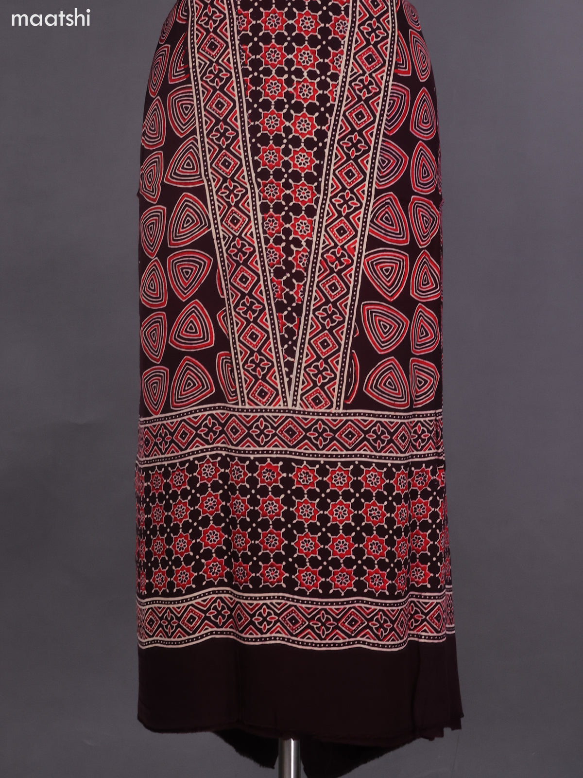 Deep Maroon and Red Modal Dress Material With Ajrakh Printed and Bottom & Dupatta