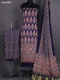 Navy Blue Modal Dress Material With Ajrakh Printed and Bottom & Dupatta