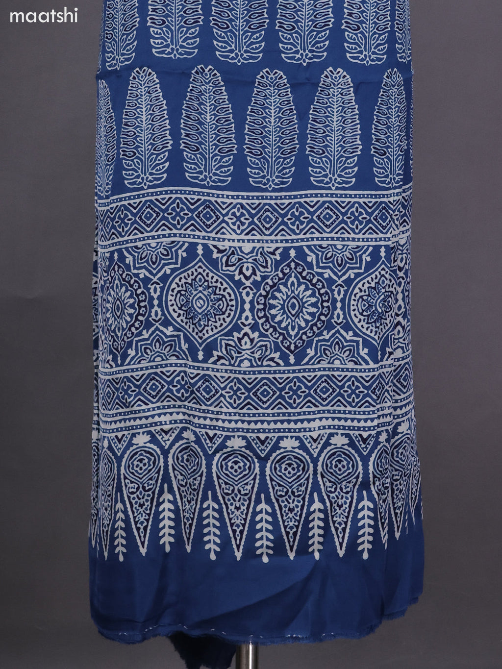 Blue Modal Dress Material With Ajrakh Printed and Bottom & Dupatta