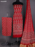 Red Modal Dress Material With Ajrakh Printed and Bottom & Dupatta