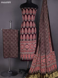 Deep Maroon and Red Modal Dress Material With Ajrakh Printed and Bottom & Dupatta