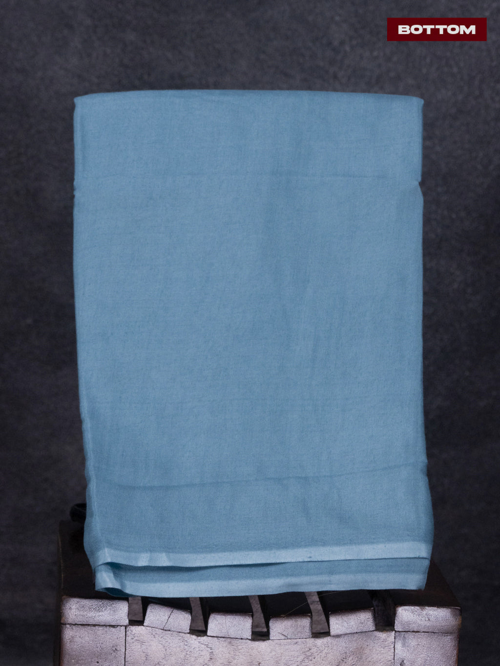 Tissue linen dress material blue with french knot work neck pattern and bottom & dupatta