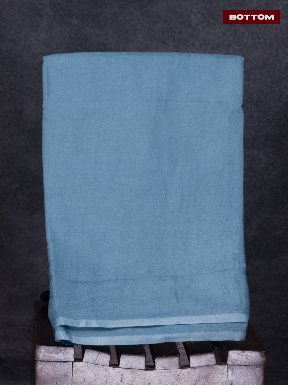 Tissue linen dress material blue with french knot work neck pattern and bottom & dupatta