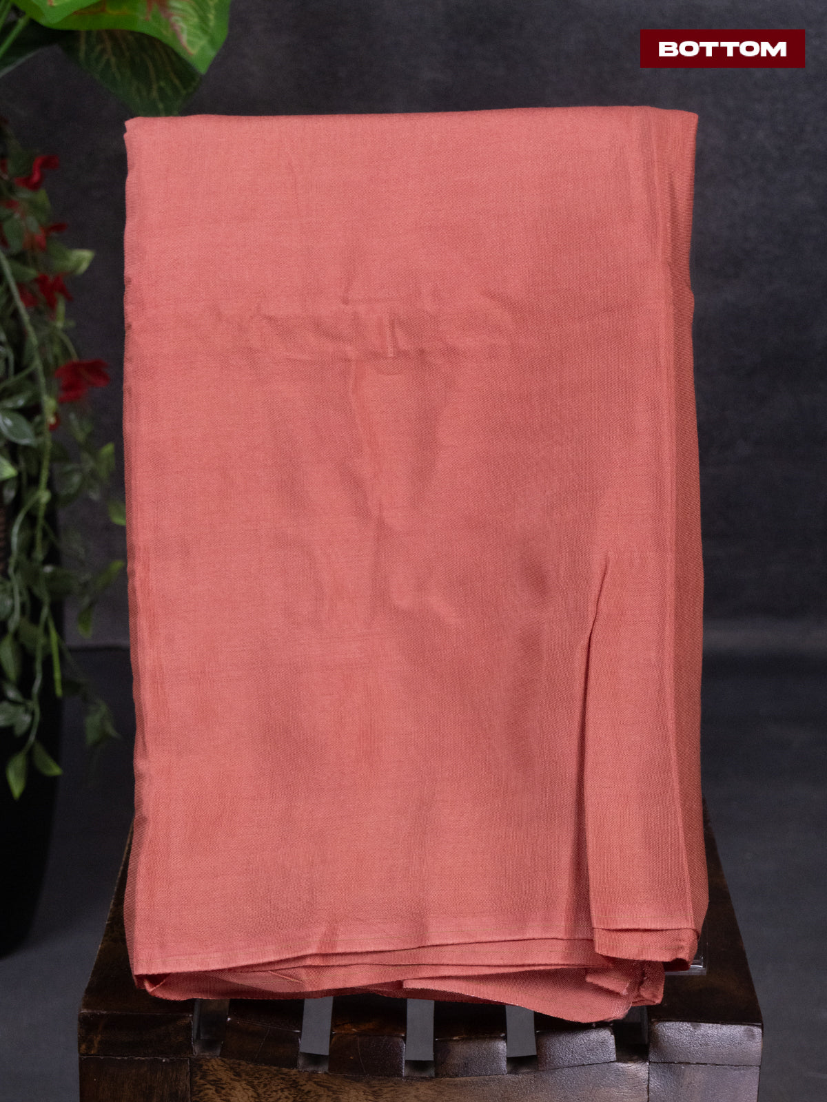 Linen dress material dark peach with sequin & kantha stich work neck pattern and bottom & printed dupatta
