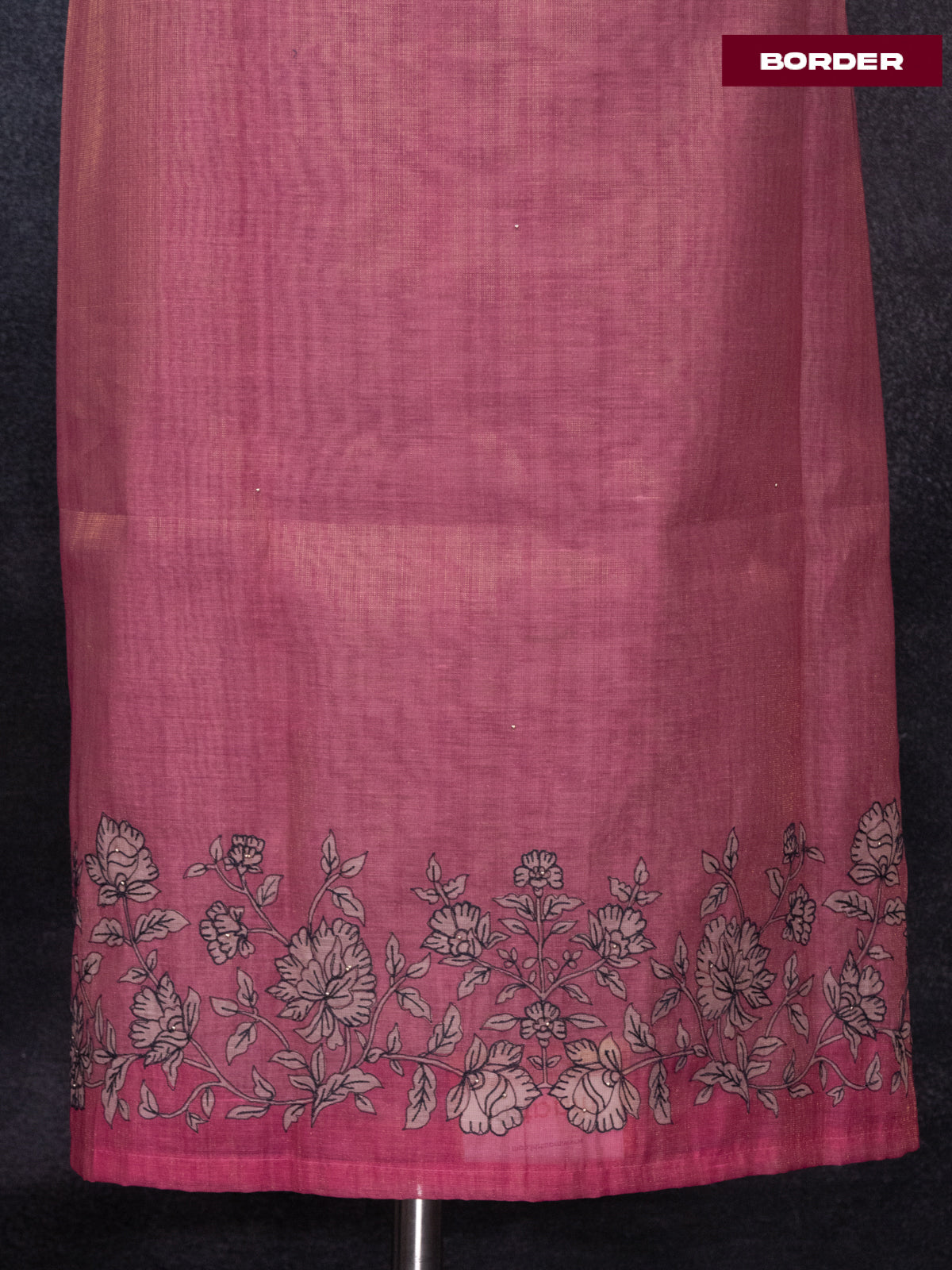 Tissue linen dress material peach pink with floral design embroidery work neck pattern and bottom & dupatta