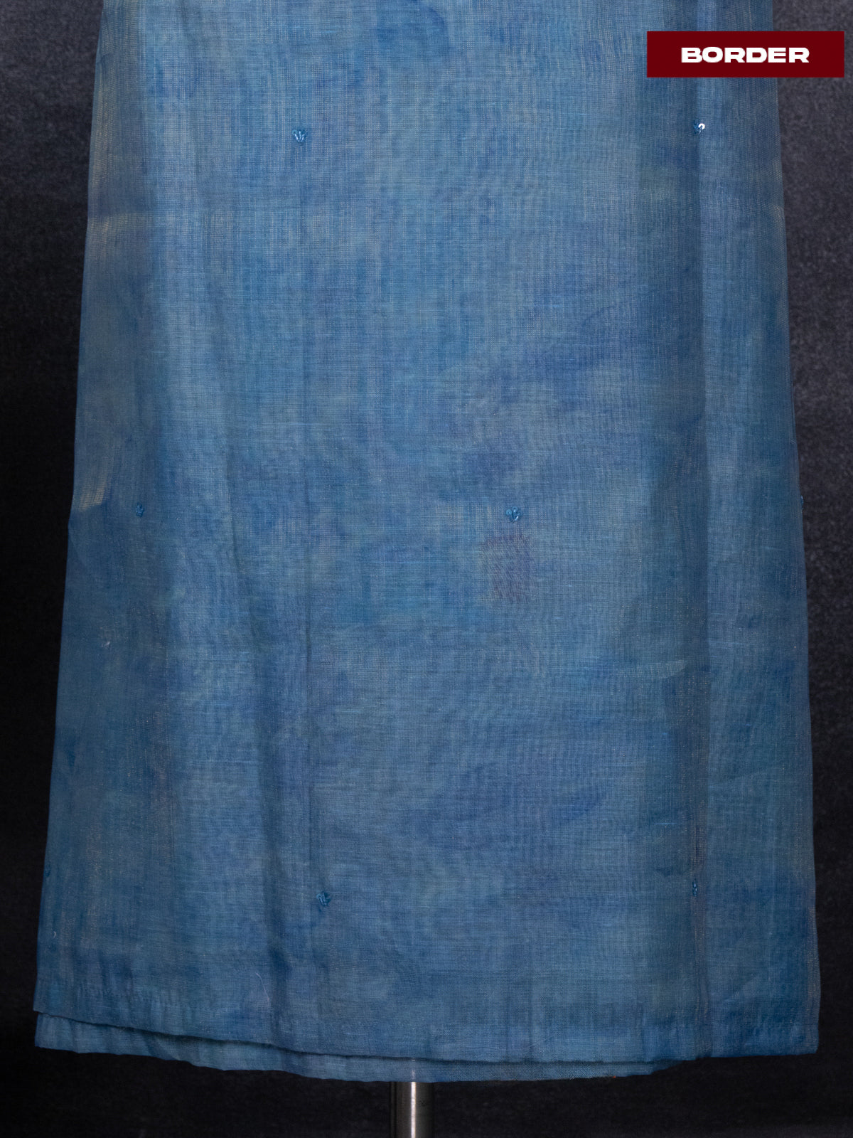 Tissue linen dress material peacock blue with sequin & mirror zardosi work neck pattern and bottom & printed dupatta