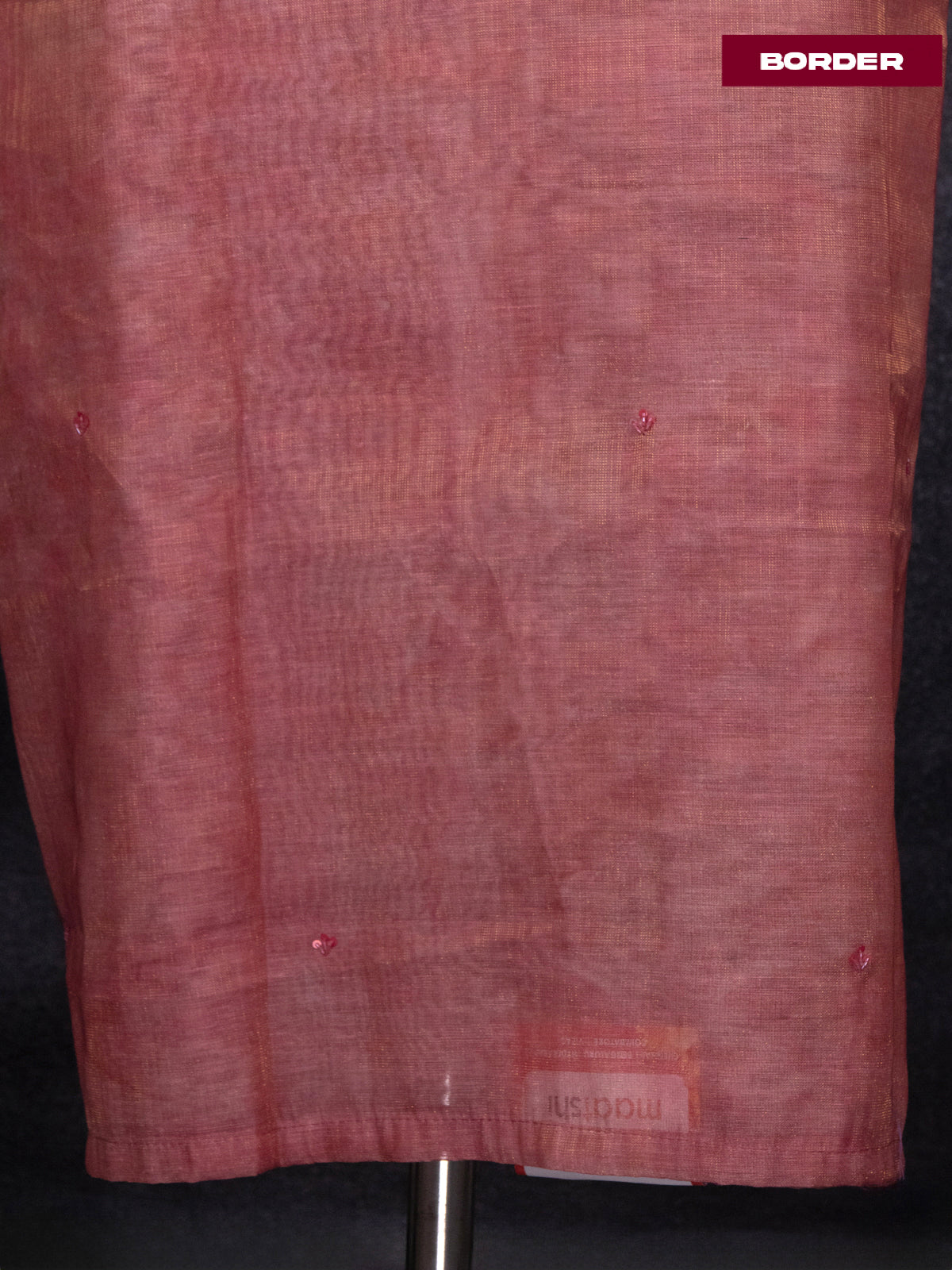 Tissue linen dress material rust shade with sequin & mirror zardosi work neck pattern and bottom & printed dupatta