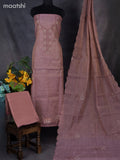 Tissue linen dress material mauve pink shade with floral buttas & embroidery work neck pattern and bottom & dupatta