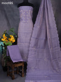Tissue linen dress material purple shade with floral buttas & embroidery work neck pattern and bottom & dupatta