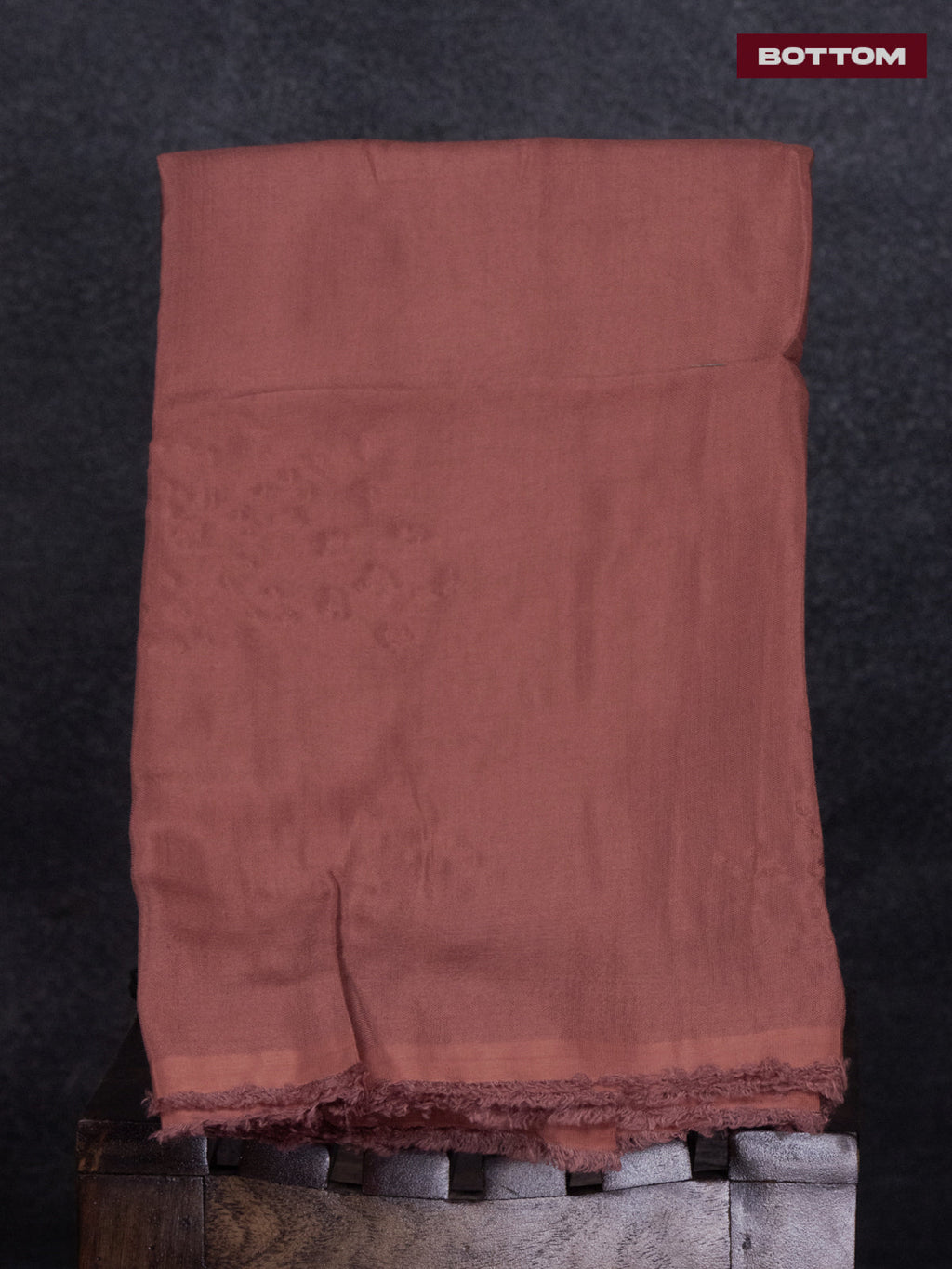 Tissue linen dress material beige and rust shade with kantha stich work & lace work border and bottom & dupatta