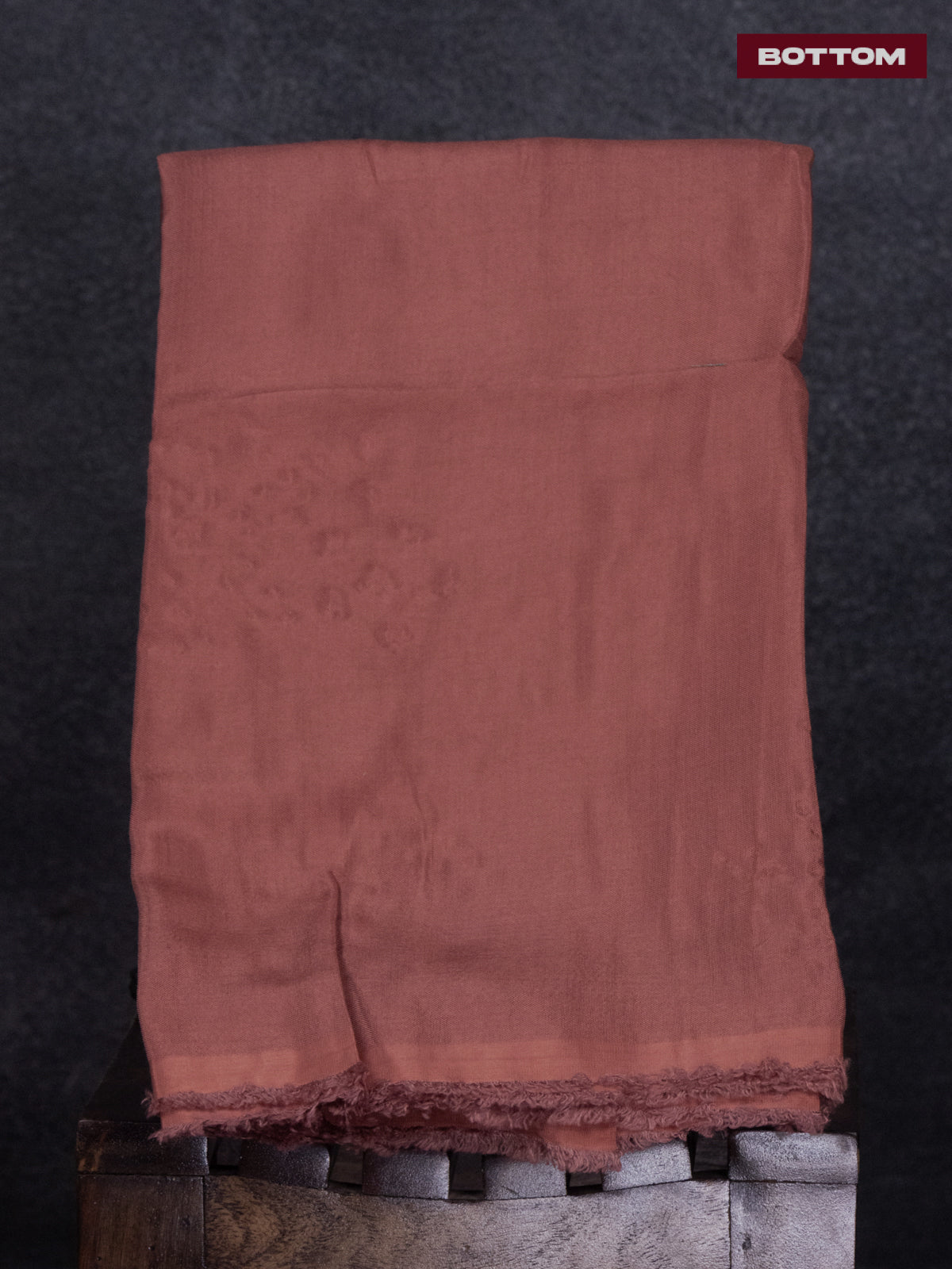 Tissue linen dress material beige and rust shade with kantha stich work & lace work border and bottom & dupatta