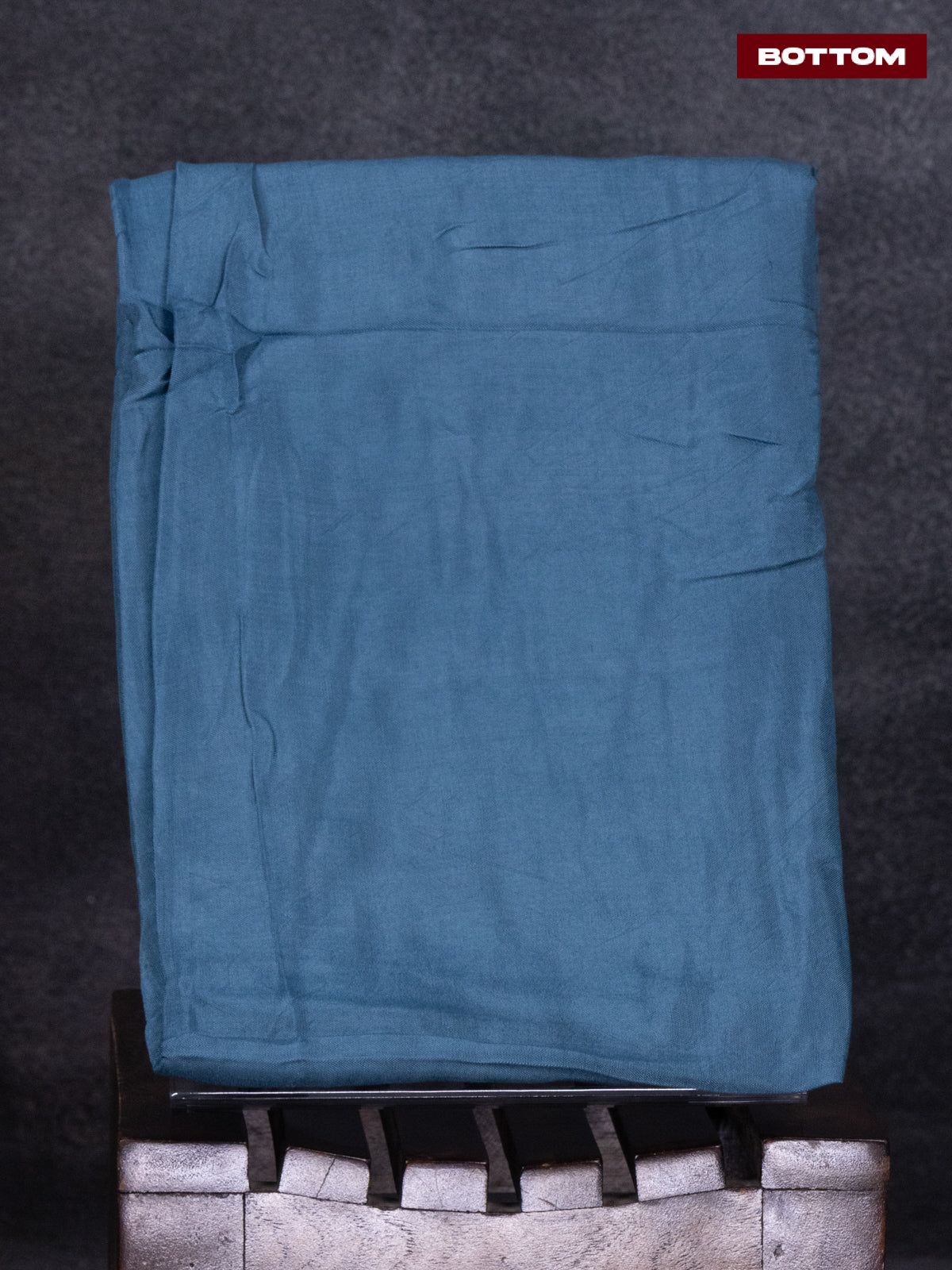 Tissue linen dress material beige and blue with kantha stich work & lace work border and bottom & dupatta