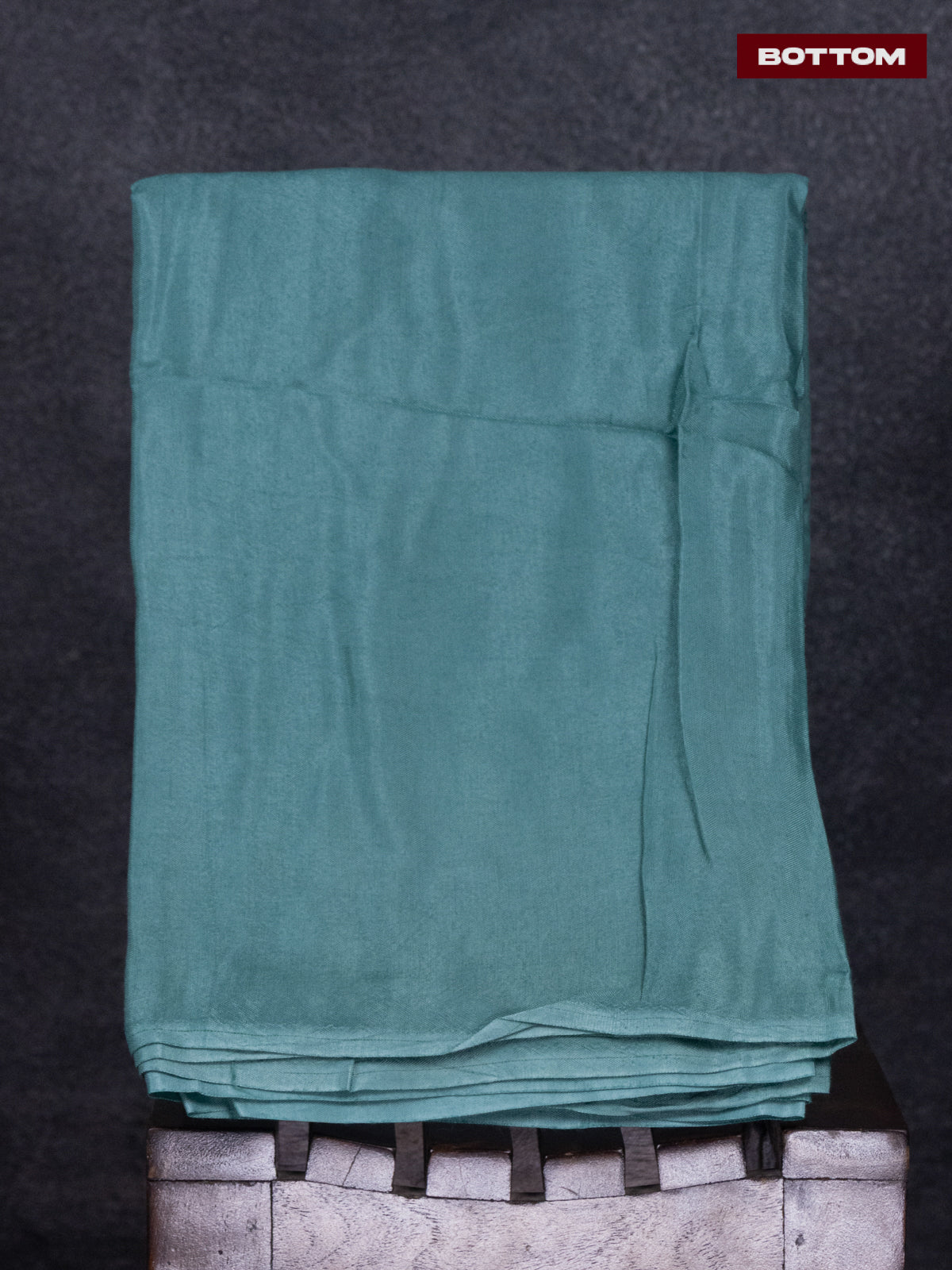 Tissue linen dress material teal blue with sequin & kantha stich work neck pattern and bottom & printed dupatta