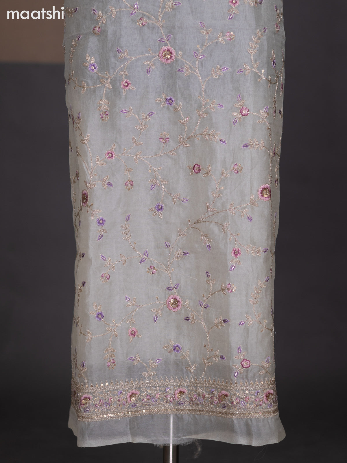 Cream Organza Dress Material With Gota Patti & Embroidery Work Pattern and Bottom & Dupatta