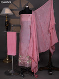 Peach Pink Organza Dress Material With Embroidery Work Pattern and Bottom & Dupatta