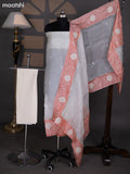 Off White and Peach Organza Dress Material With Embroidery Work Border and Bottom & Dupatta