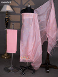 Mild Peach Pink Organza Dress Material With Floral Embroidery Work Pattern and Bottom & Dupatta