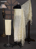 Pale Yellow Organza Dress Material With Floral Embroidery Work Pattern and Bottom & Dupatta