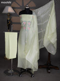 Mild Pista Green Organza Dress Material With Embroidery Work Pattern and Bottom & Dupatta