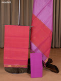 Peach Pink and Pink Mangalgiri Silk Cotton Dress Material With Zari Buttas and Bottom & Dupatta