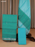 Teal Green and Teal Blue Mangalgiri Silk Cotton Dress Material With Zari Buttas and Bottom & Dupatta
