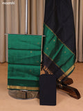 Green and Black Mangalgiri Silk Cotton Dress Material With Zari Buttas and Bottom & Dupatta