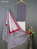 Ikat cotton dress material black and cream with allover ikat weaves and bottom & dupatta